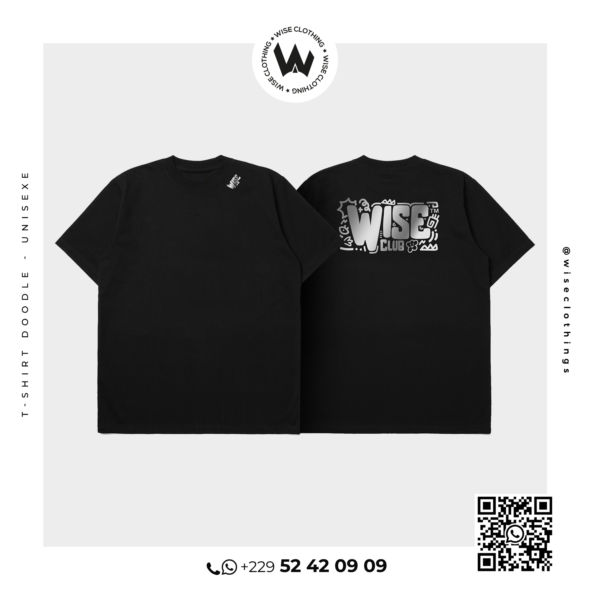 T-shirt unisexe WISE Club – Doodle  Coupe Oversize